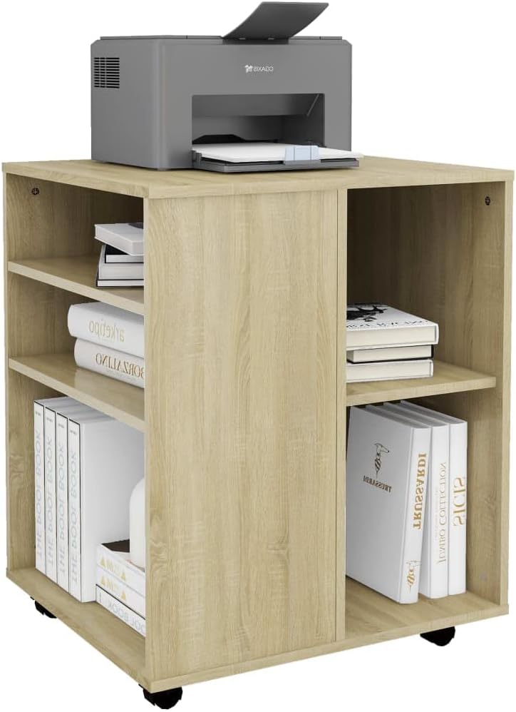 Mobiler Aktenschrank Lagerschrank aus Holzwerkstoff Beistellschrank mit Rollen für Wohnzimmer Schlaf