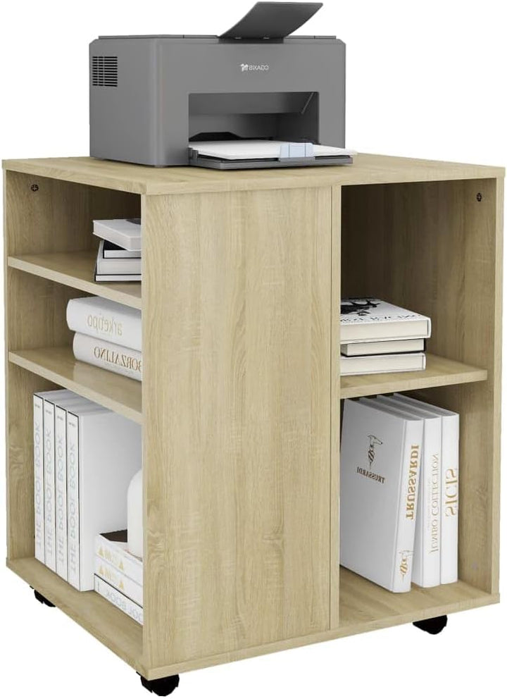 Mobiler Aktenschrank Lagerschrank aus Holzwerkstoff Beistellschrank mit Rollen für Wohnzimmer Schlaf