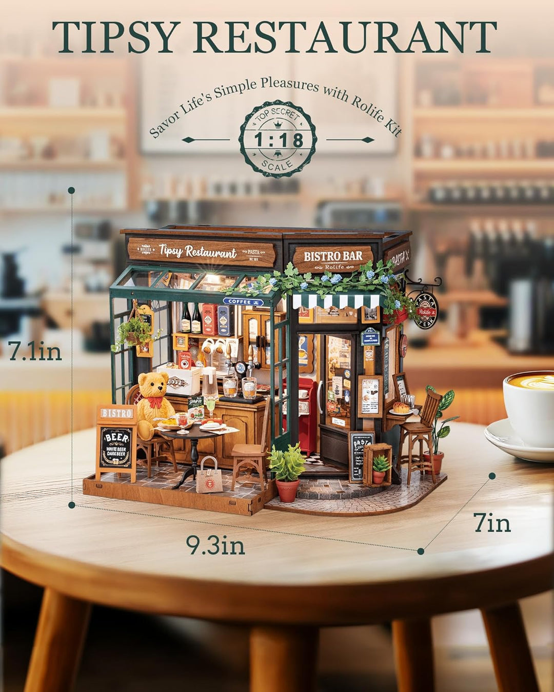 Rolife Miniatur Haus Selber Bauen Tipsy Restaurant - DIY Puppenhaus Tiny House Bausatz Mini Haus Hom