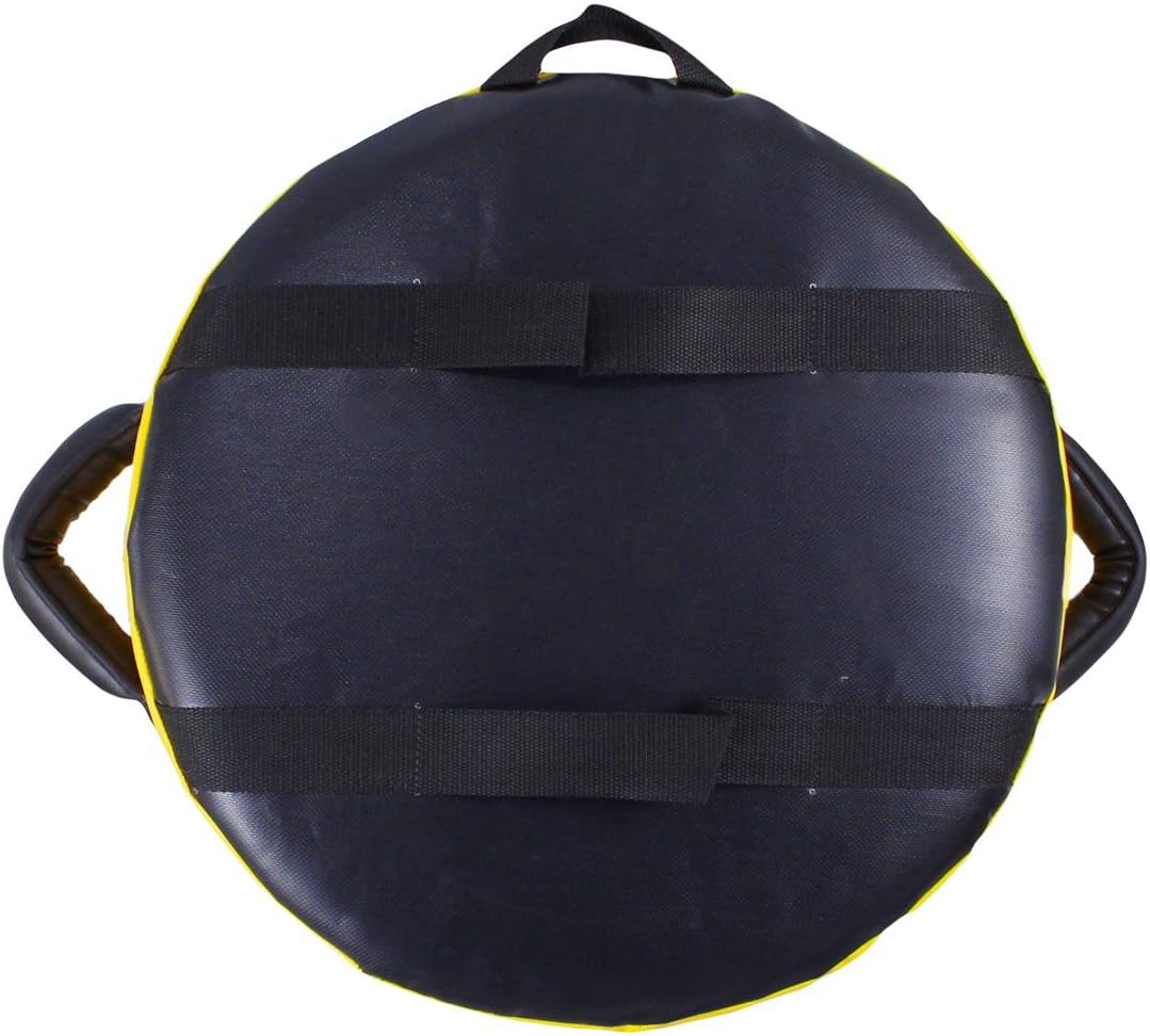 BAY® "UFO RUND 45 x 45 x 20 cm - SEHR STABIL- schwarz/gelb Leder PU Schlagpolster, Schlagkissen, Pra