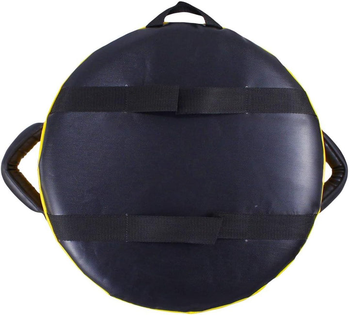 BAY® "UFO RUND 45 x 45 x 20 cm - SEHR STABIL- schwarz/gelb Leder PU Schlagpolster, Schlagkissen, Pra