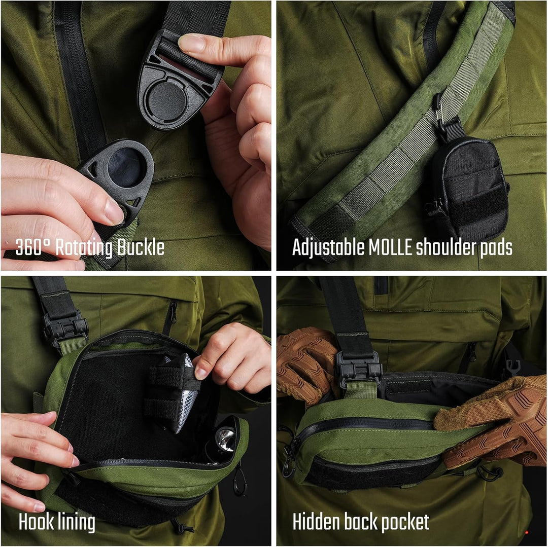 TACTICAL GEEK Cache L3 EDC Sling Bag Chest Crossbody Bag für Herren Damen, YKK Reissverschluss Umhän