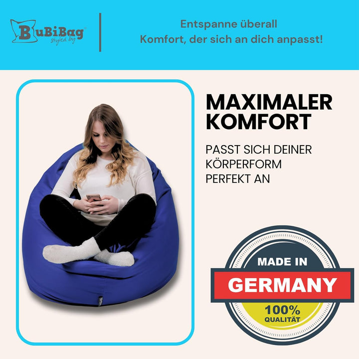 BuBiBag 2in1 Sitzsack L - XXL mit Füllung für Kinder & Erwachsene, Gaming Beanbag & Bodenkissen für