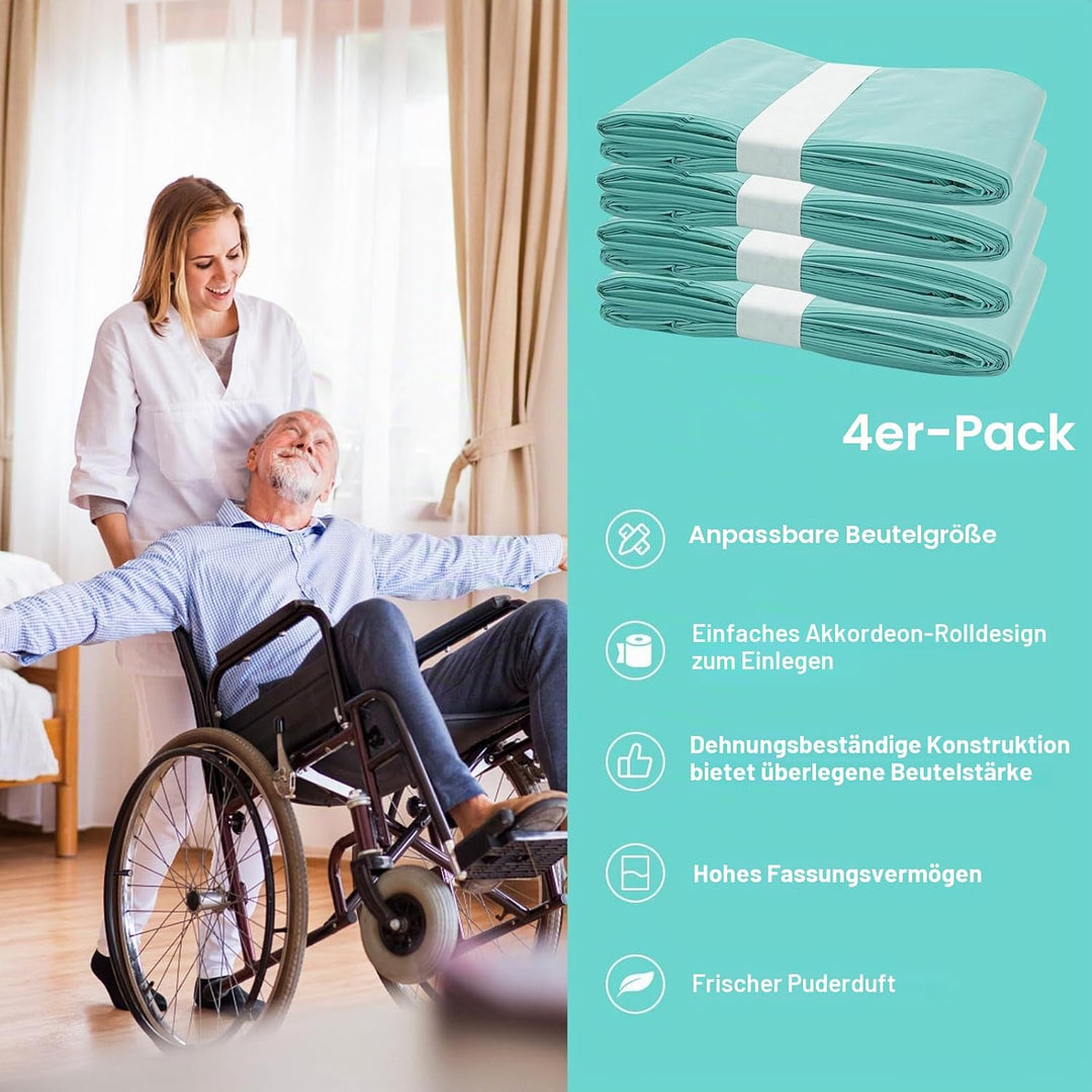 4 Stück Windeleimer-Nachfüllbeutel, kompatibel mit Janibell Akord 330 Serie Windelsystem für Erwachs