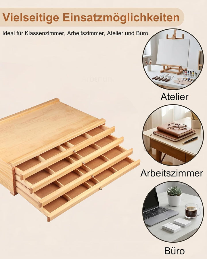 4 Schublade Holz Künstler Supply Aufbewahrungsbox: Schubladenbox Holz Zeichenutensilien Organizer 40