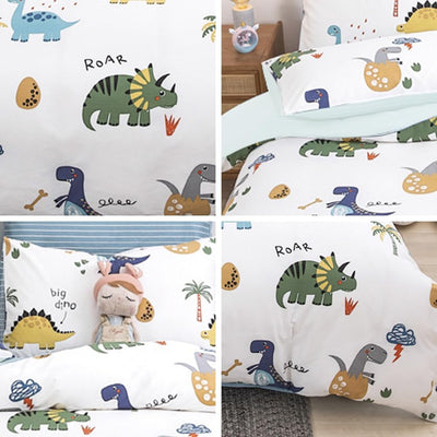 DASIAUTOEM Kinderbettwäsche, 100x135 Baby Bettwäsche Komplettset, Dinosaurier Bettwäsche,100% Polyes