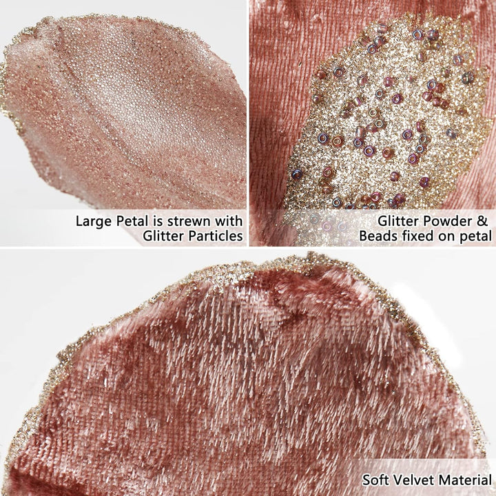 Briful 3 Stücke Weihnachtsstern Christbaumschmuck Magnolie Kunstblumen mit Glitzern Poinsettia Kunst