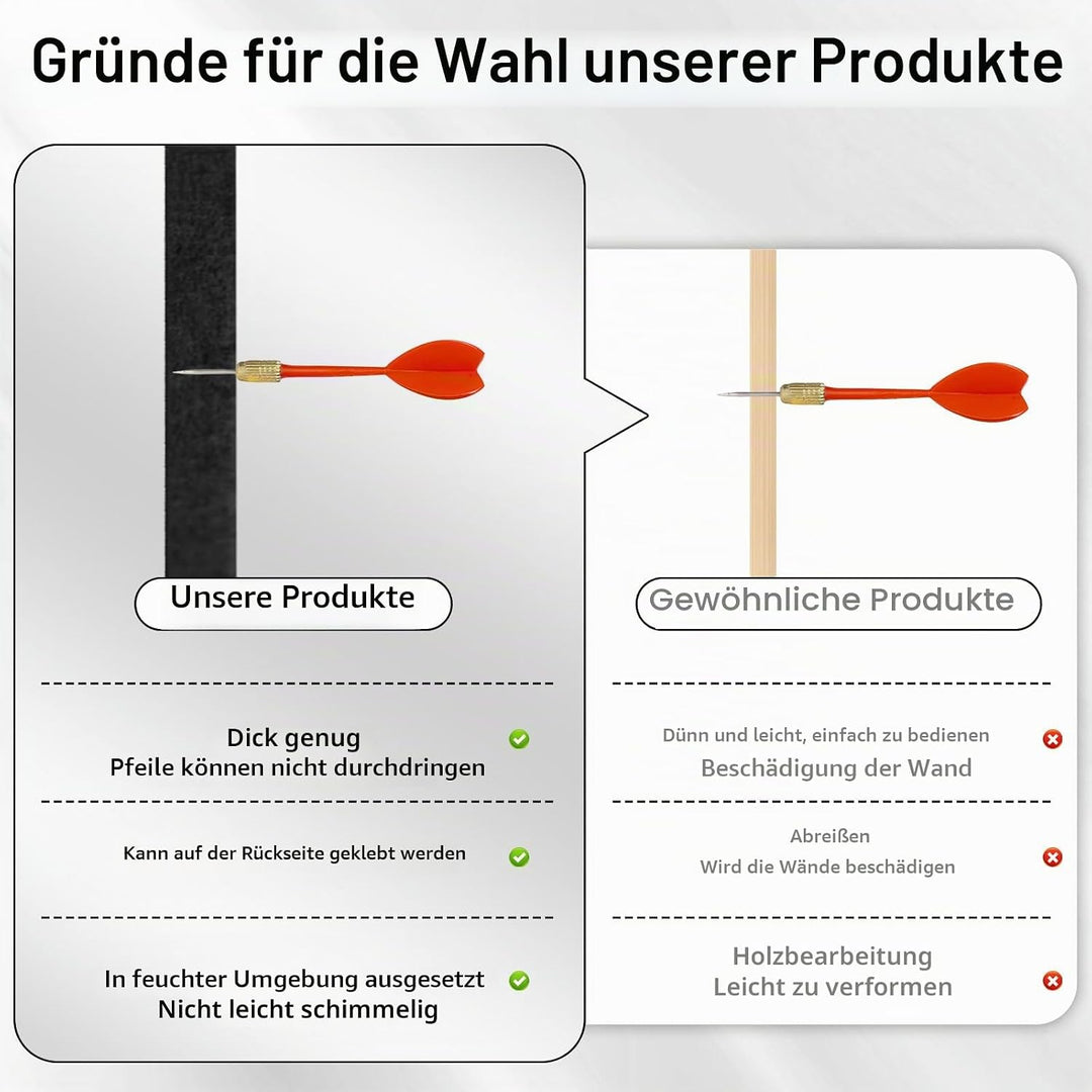 Filz Dartboard Wandschutz: Selbstklebende Schutzmatte Schwarz, 60x90cm Wandschutz für Dartspiel für