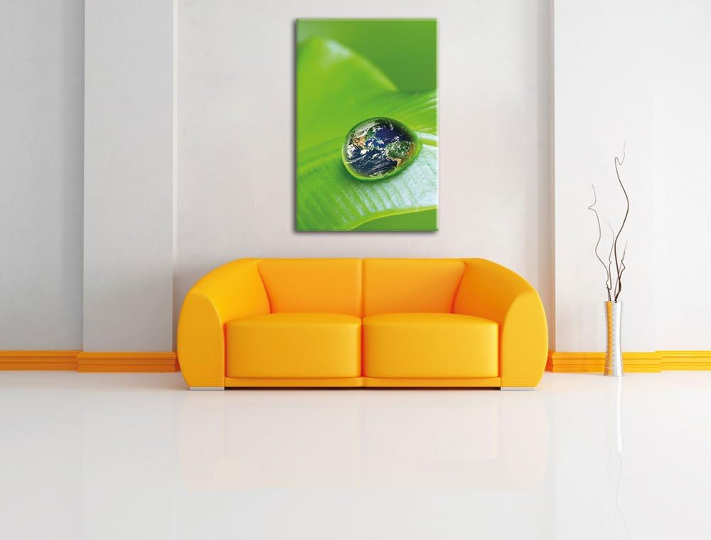 Pixxprint Tautropfen Planet Erde als Leinwandbild/Grösse: 100x70 / Wandbild/Kunstdruck/fertig bespan