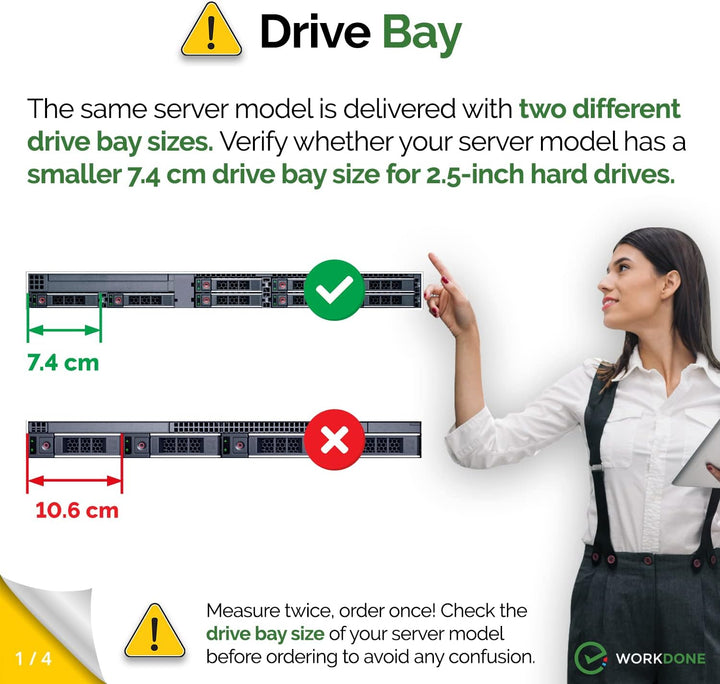 WorkDone 4er Pack - 2,5-Zoll Hard Drive Caddy Tray - kompatibel für Dell PowerEdge Server und XC-Ser