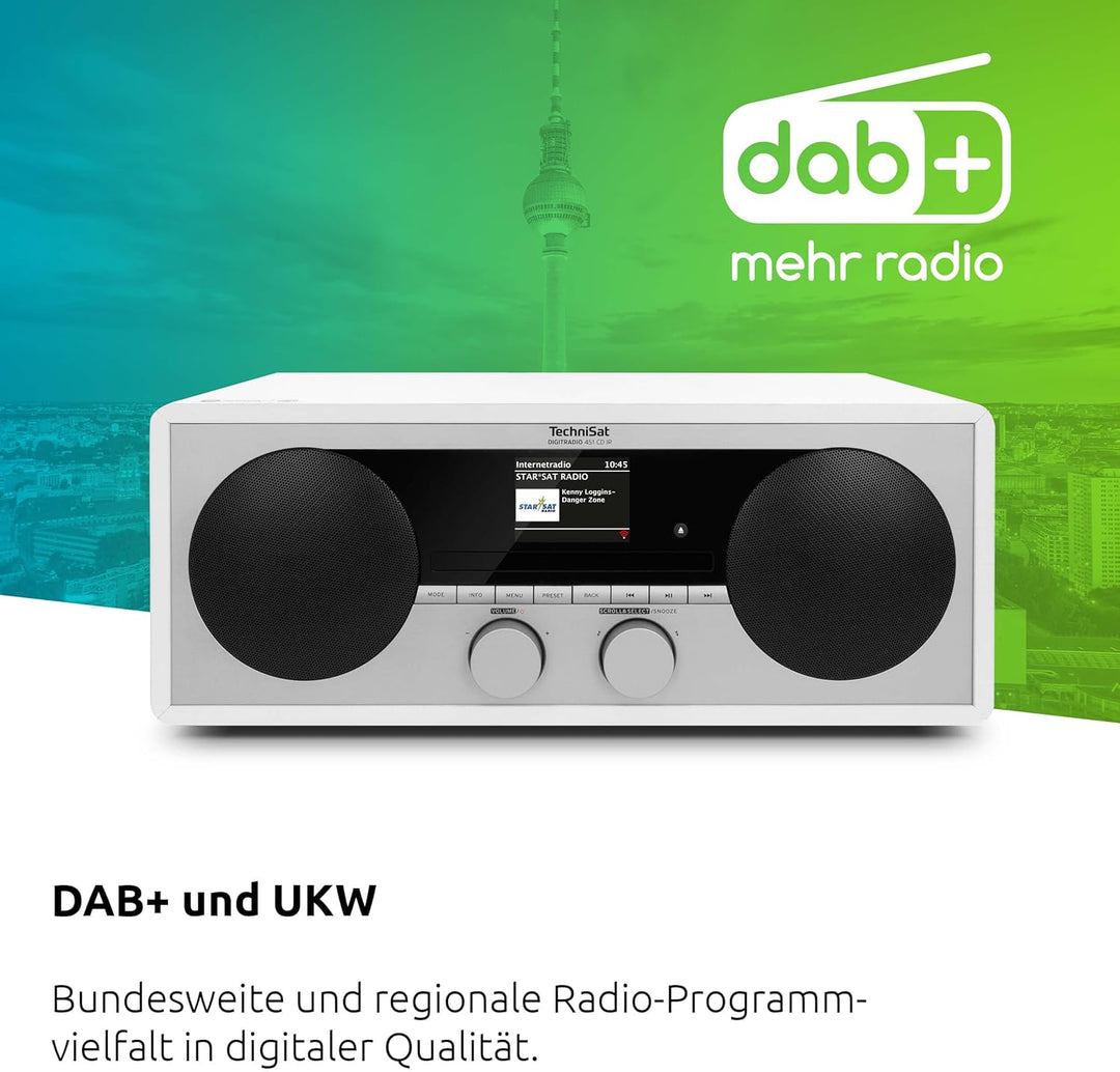 TechniSat DIGITRADIO 451 CD IR - Digital-, Internetradio mit CD-Player (DAB+, UKW, Stereo, AUXin, Bl