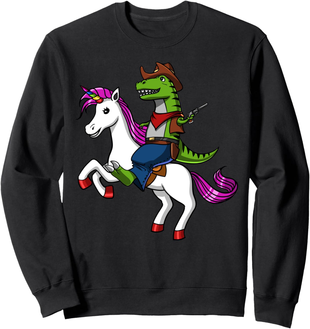 T-Rex Dinosaurier Reitet Auf Einhorn Kinder Jungen Mädchen Sweatshirt
