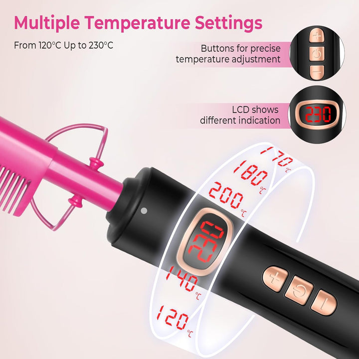 Hot Comb Glätteisen für Afro Haare/Perücken/Bart, UKLISS Haarglätter bürste mit LCD Anzeige 120-230
