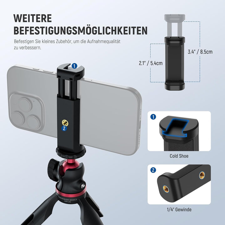 NEEWER Entry Level Version Mini Stativ für Kamera, 360° Kleiner tragbarer Tischhalter für DSLR Webca
