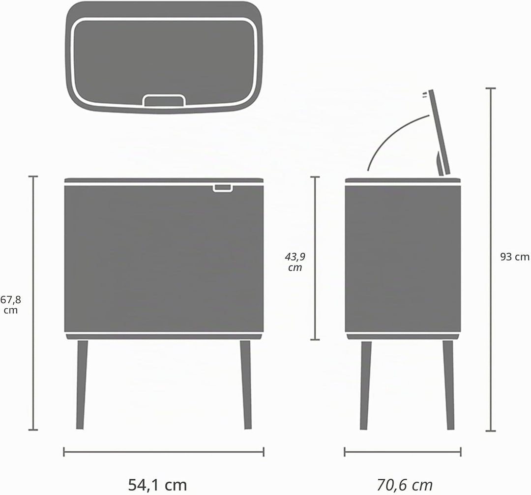 Brabantia Bo Touch Bin 36 L Abfalleimer, Metall, Weiss, 54 x 32 x 68 cm, 1 Einheiten 36 litres (9.5