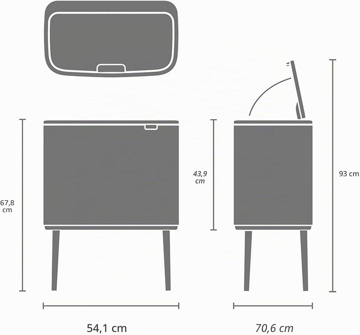 Brabantia Bo Touch Bin 36 L Abfalleimer, Metall, Weiss, 54 x 32 x 68 cm, 1 Einheiten 36 litres (9.5