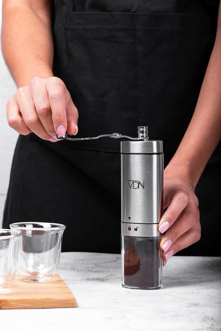 Handbetriebene Kaffeemühle - Kaffeebohnenmühle mit einstellbaren Stufen - Kaffeemühle aus robustem E