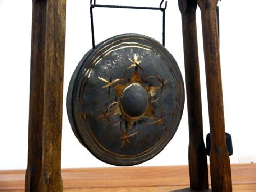 livasia Asiatischer Gong Bronzegong mit Holzhalterung und Schlegel (Handarbeit)