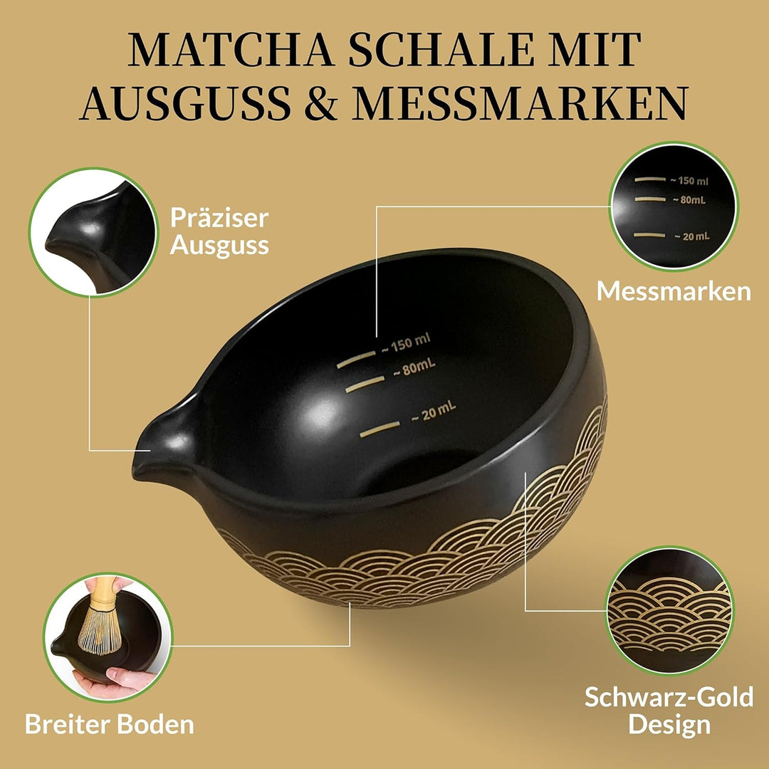 Matcha Set Japanisch, Matcha Besen Set 8-teilig – Premium Bambus Matcha Whisk (Chasen), Matcha Schal