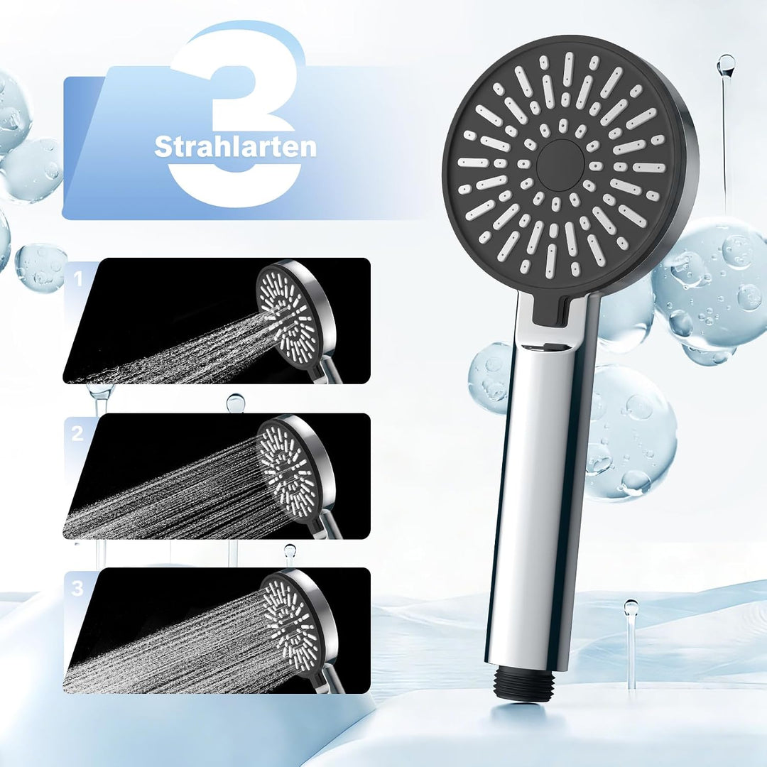 OFFO Filter Duschkopf mit Schlauch 1,6m und halterung, 90mm Duschbrause mit Kalkfilter und 3 Strahla