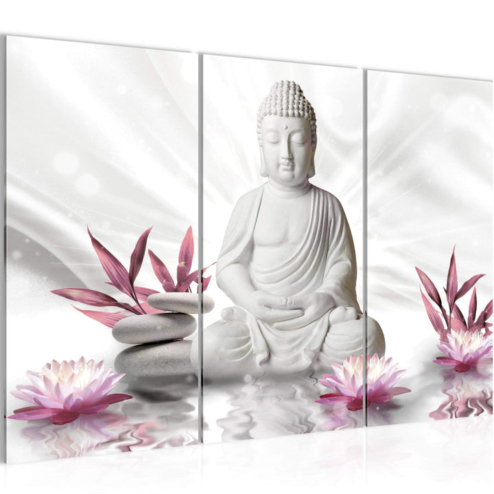 Runa Art Wandbilder Buddha Feng Shui Bild XXL Wohnzimmer Schlafzimmer Grau Rosa Wellness Zen 120 x 8
