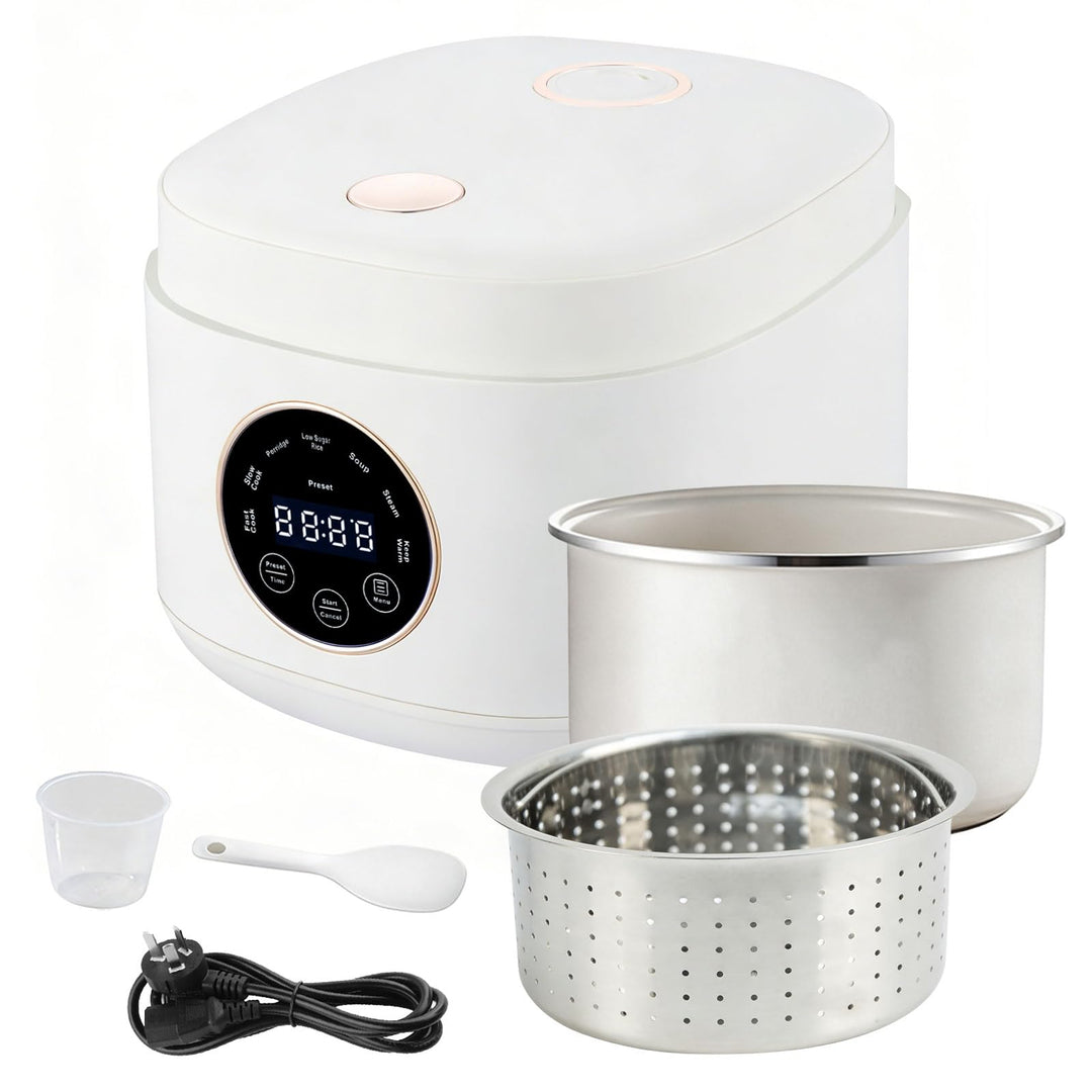 2L Low Sugar Reiskocher, Rice Cooker mit Low Carb Funktion, 500W Digitaler Multikocher mit 24-Stunde