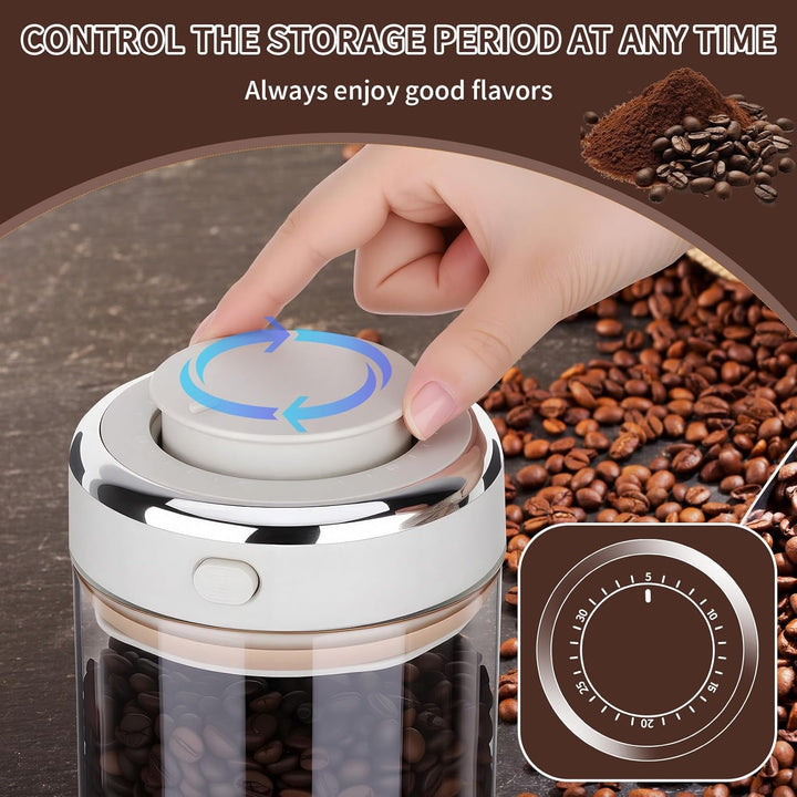 1700ML Vakuum Kaffeedose, Kaffeebehälter Luftdicht mit Auslassventil und Datumsanzeige, Kaffeebohnen