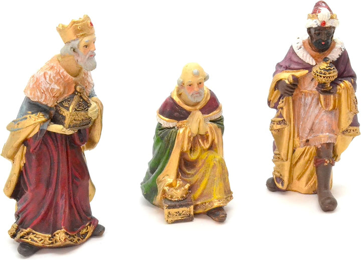 3 Könige des Weihnachtstages. 12 cm Satz von Geburtszene, Figuren .Tiere, Geburt Jesu. 3 Könige. Kri