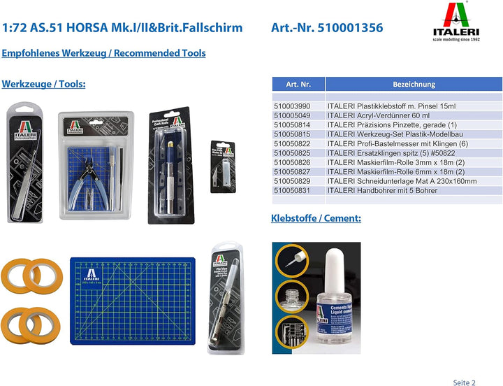 Italeri 510001356-1:72 AS.51 Horsa Mk.I/II und Britische Fallschirm