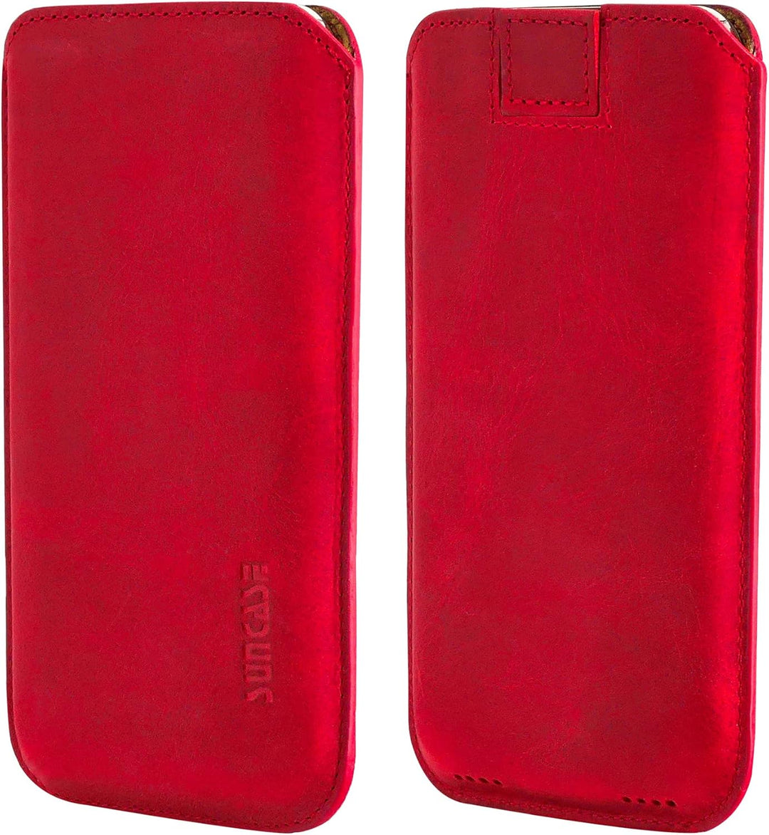 Suncase Original Leder Etui kompatibel mit iPhone 16 Pro (6,3 Zoll) Hülle Tasche Ultra Slim Ledertas