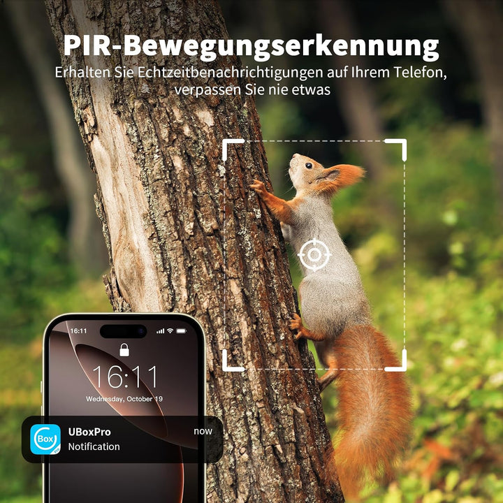 NUASI 4G LTE Wildkamera mit SIM Karte, 2K Kabellos Solar Wildtierkamera mit Handyübertragung App, Üb