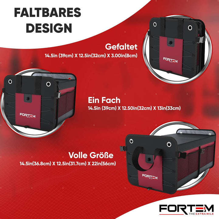 FORTEM Kofferraum Organizer, Kofferraumtasche, Zusammenklappbarer Auto Organizer Kofferraum mit Fäch