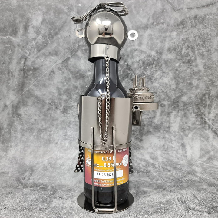 Lifestyle & More Moderner Flaschenhalter Bierflaschenständer Geburtstag aus Metall in Silber Höhe 24