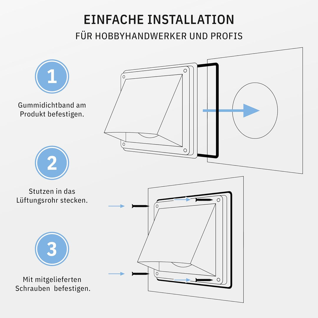 calimaero HWG Wetterschutzgitter 100mm Profi Lüftungsgitter Edelstahl Flachhaube Fassadenschutz verh