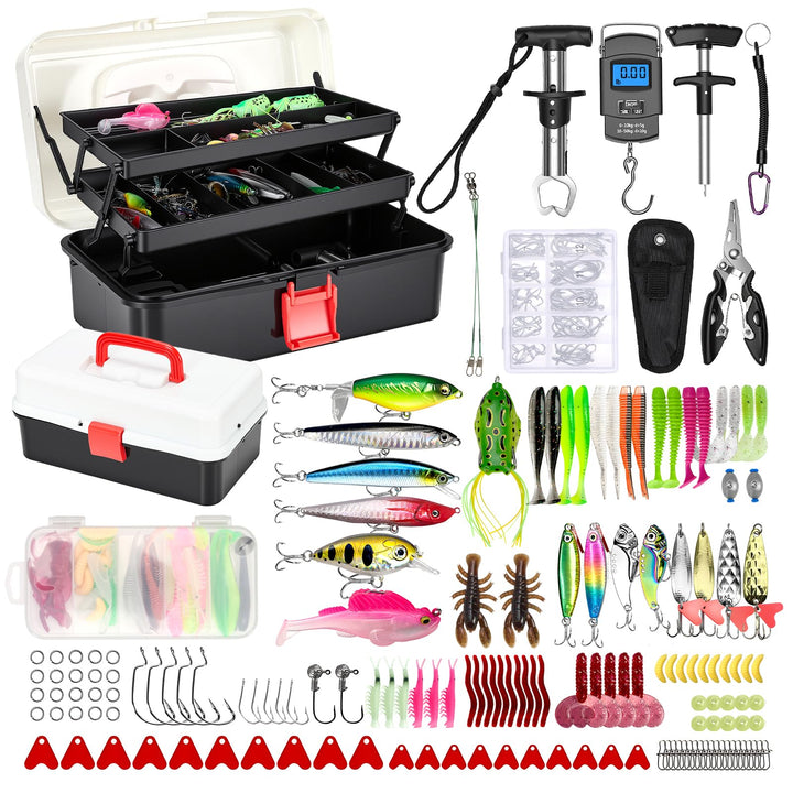 Angelkoffer 239-teilig mit Angelzubehör Set - Komplettes Angelset für Anfänger &amp; Profis inkl. Bleige