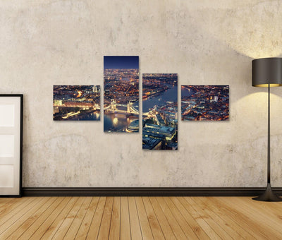 islandburner Bild Bilder auf Leinwand London bei Nacht mit städtischen und Tower Bridge Wandbild, Po