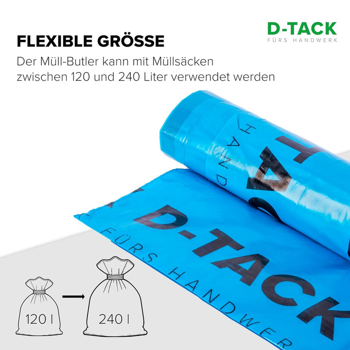 D-TACK Müll-Butler für 120–240l Müllsäcke | Stabiler Sackhalter zum Aufstellen & Befüllen | 110 x 75