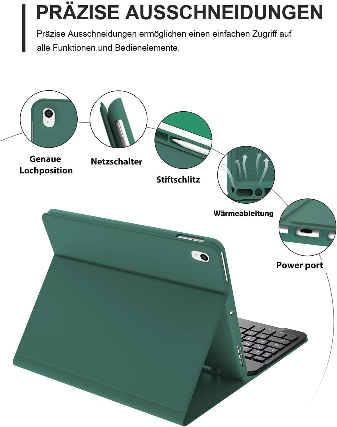IVEOPPE Tastatur für iPad 9. Generation, Hülle mit Tastatur für iPad 10.2 Zoll (9./8./7. Generation)