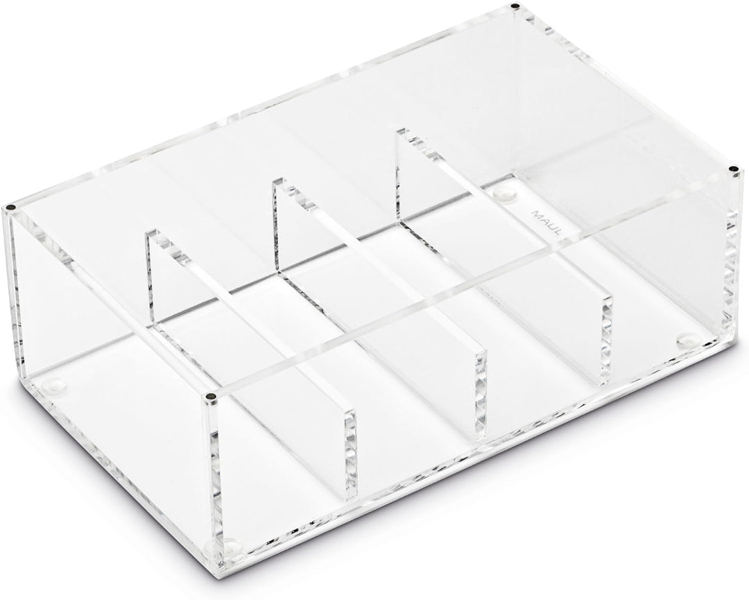 Maul Visitenkartenbox aus Acryl | Schreibtisch Organizer inkl. Deckel zur Aufbewahrung von Kunden- u