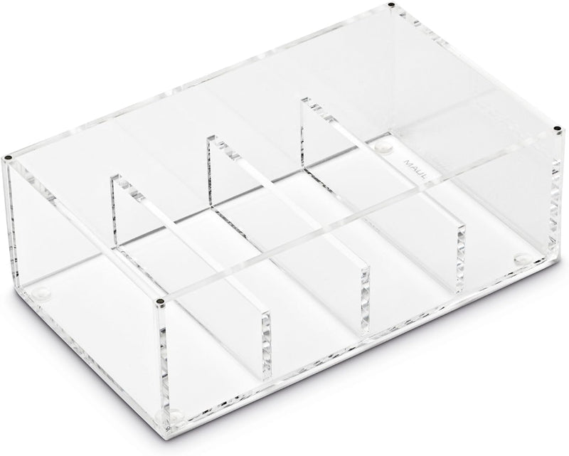 Maul Visitenkartenbox aus Acryl | Schreibtisch Organizer inkl. Deckel zur Aufbewahrung von Kunden- u