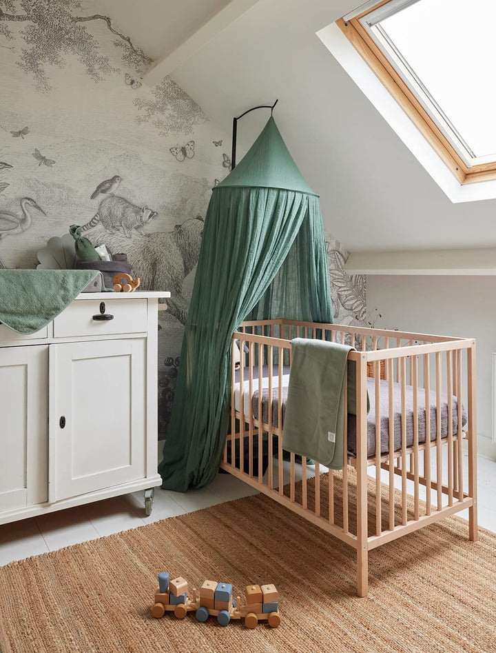 Jollein Baldachin Vintage Ash Green - Höhe 245 cm - Betthimmel Babybett Kinderzimmer - Grün Ash Gree