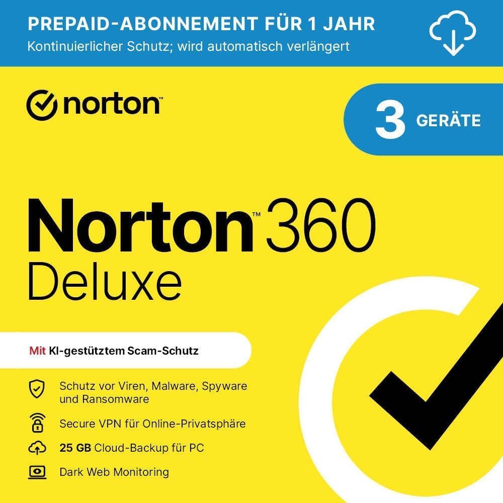 Logitech MK270 Wireless Keyboard and Mouse Set - Black + Norton 360 Deluxe 2024, Antivirus Software