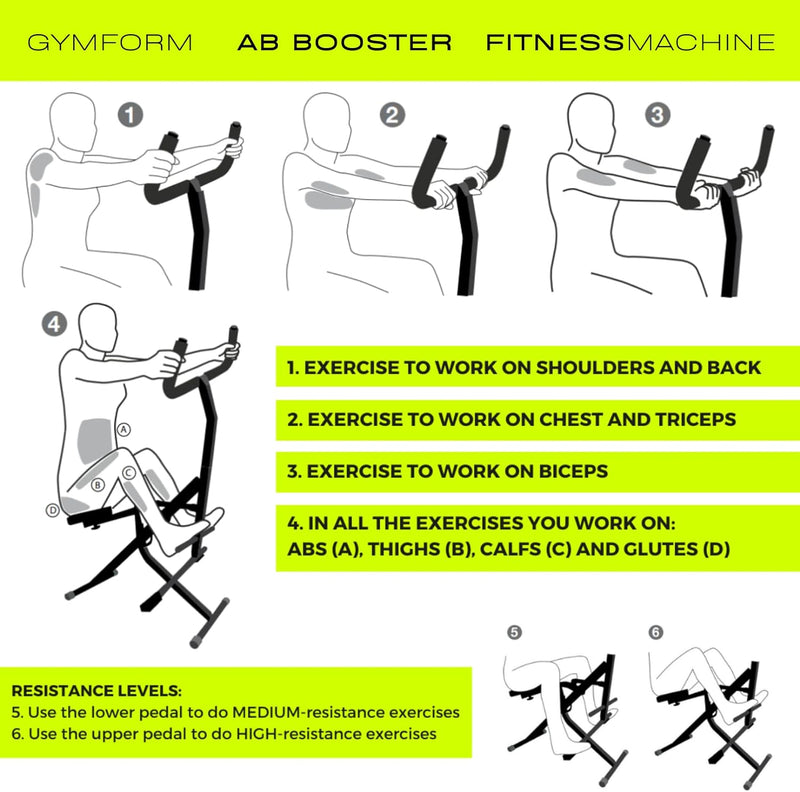 Bauchmuskelgerät GYMFORM AB Booster, Fitnessgerät für Arme, Bauchn, Beine, Rücken, Gesundheit, Cardi