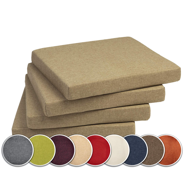 sunnypillow 4er Set Stuhlkissen mit Bindebänder - 40 x 40 x 3 cm - Sitzkissen Outdoor für Stühle/Bän