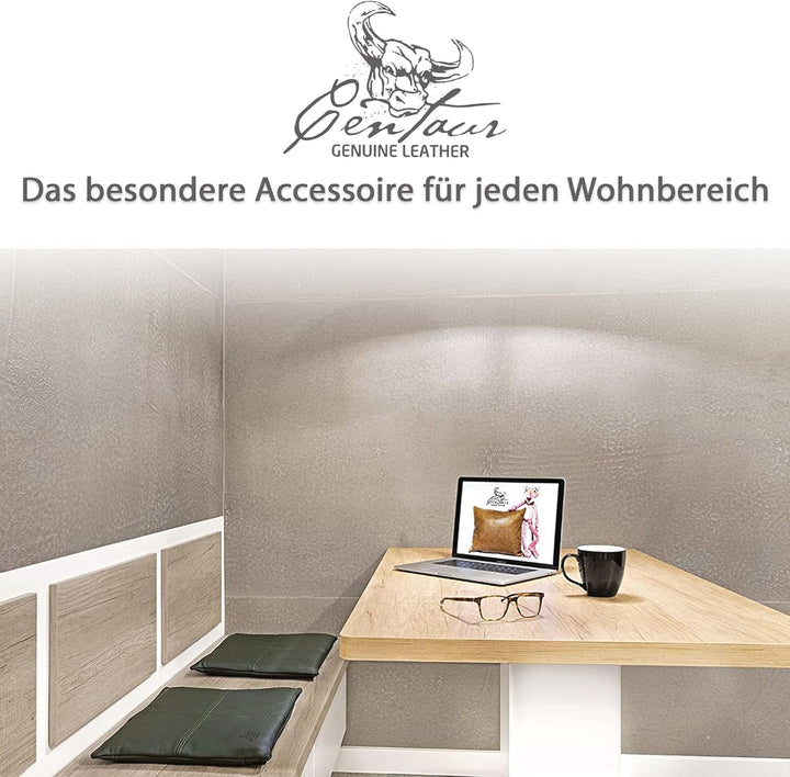 Centaur - Hochwertiges Leder Sitzkissen - Flaschengrün 35x35 cm - Ideal für Stuhl oder Sitzbank - Ab