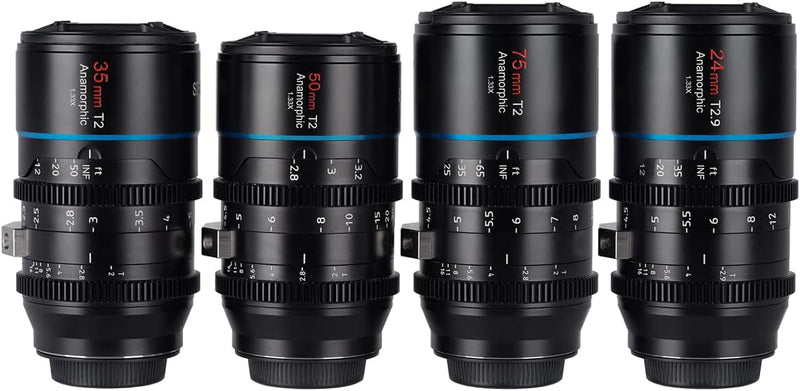 SIRUI Mars 1.33x T2 bis T2.9 anamorphes Objektiv Set, MFT Objektiv Kit (24mm, 35mm, 50mm, 75mm M4/3