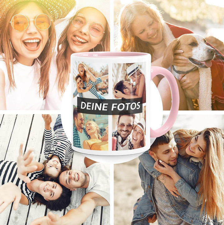 Tasse personalisiert Fotocollage Fototasse mit bis zu 5 Fotos persönliches Geschenk Kaffeetasse mit