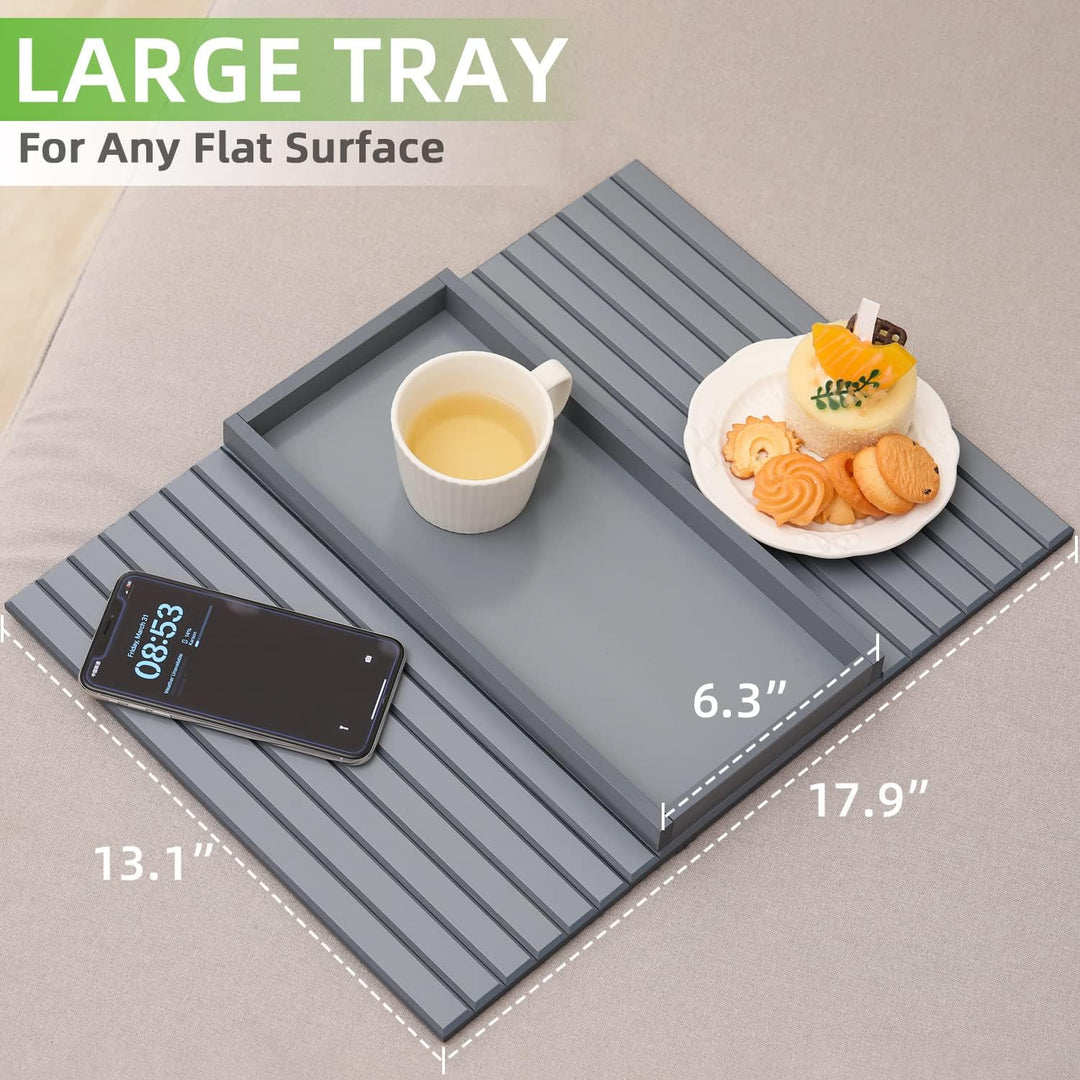 GEHE Natural Bamboo Sofa Arm Tray, Sofa Tray Table for Couch, Sofa Armrest Tray Table Anti-Slip Sofa