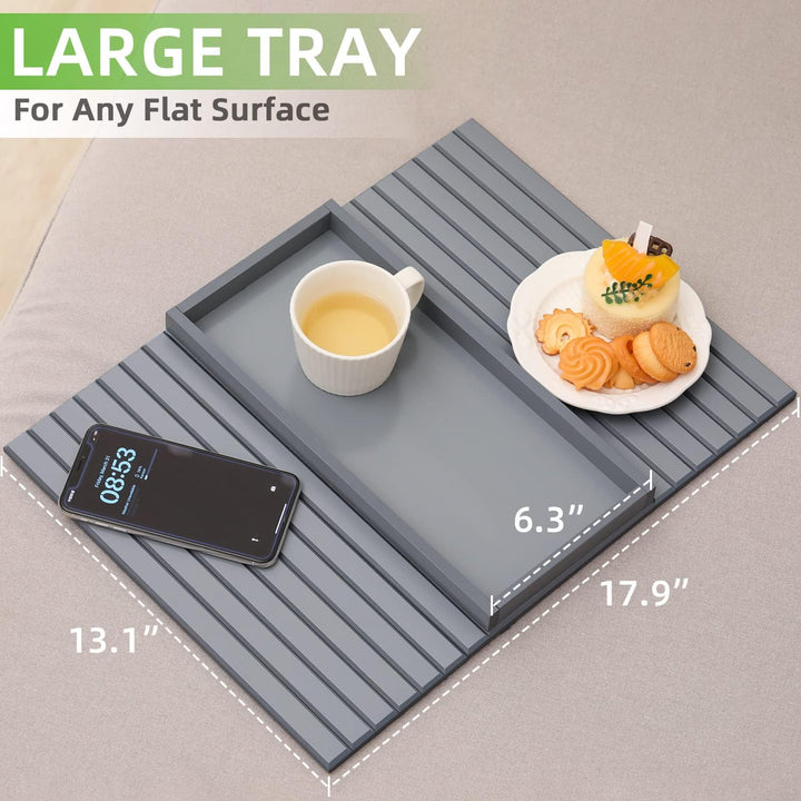 GEHE Natural Bamboo Sofa Arm Tray, Sofa Tray Table for Couch, Sofa Armrest Tray Table Anti-Slip Sofa