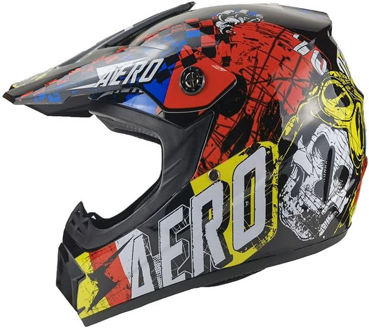 Kinder Crosshelm Skeleton – Motorradhelm für Kinder, ABS-Schale, robuster Kinderhelm für Downhill XS